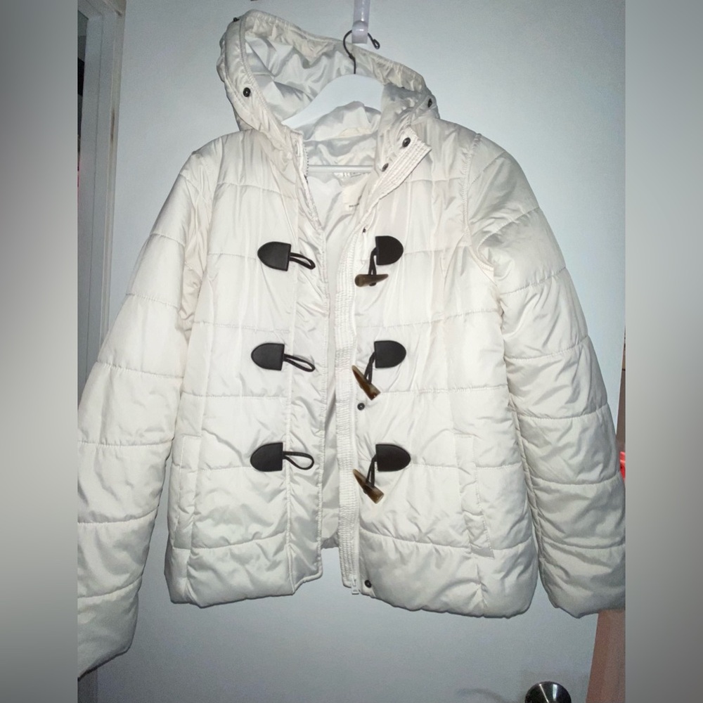 AEROPOSTALE women’s White hooded Puffer Jacket size L Large